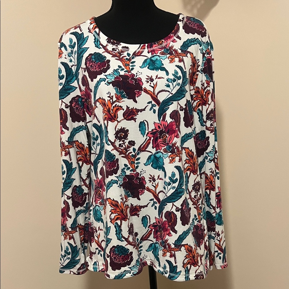 Talbots Vibrant Floral Long Sleeve Top